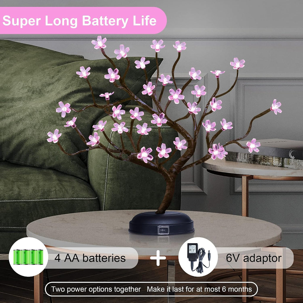 6.5FT Cherry Blossom Tree and 18IN Lighted Cherry Blossom Tree Lamp