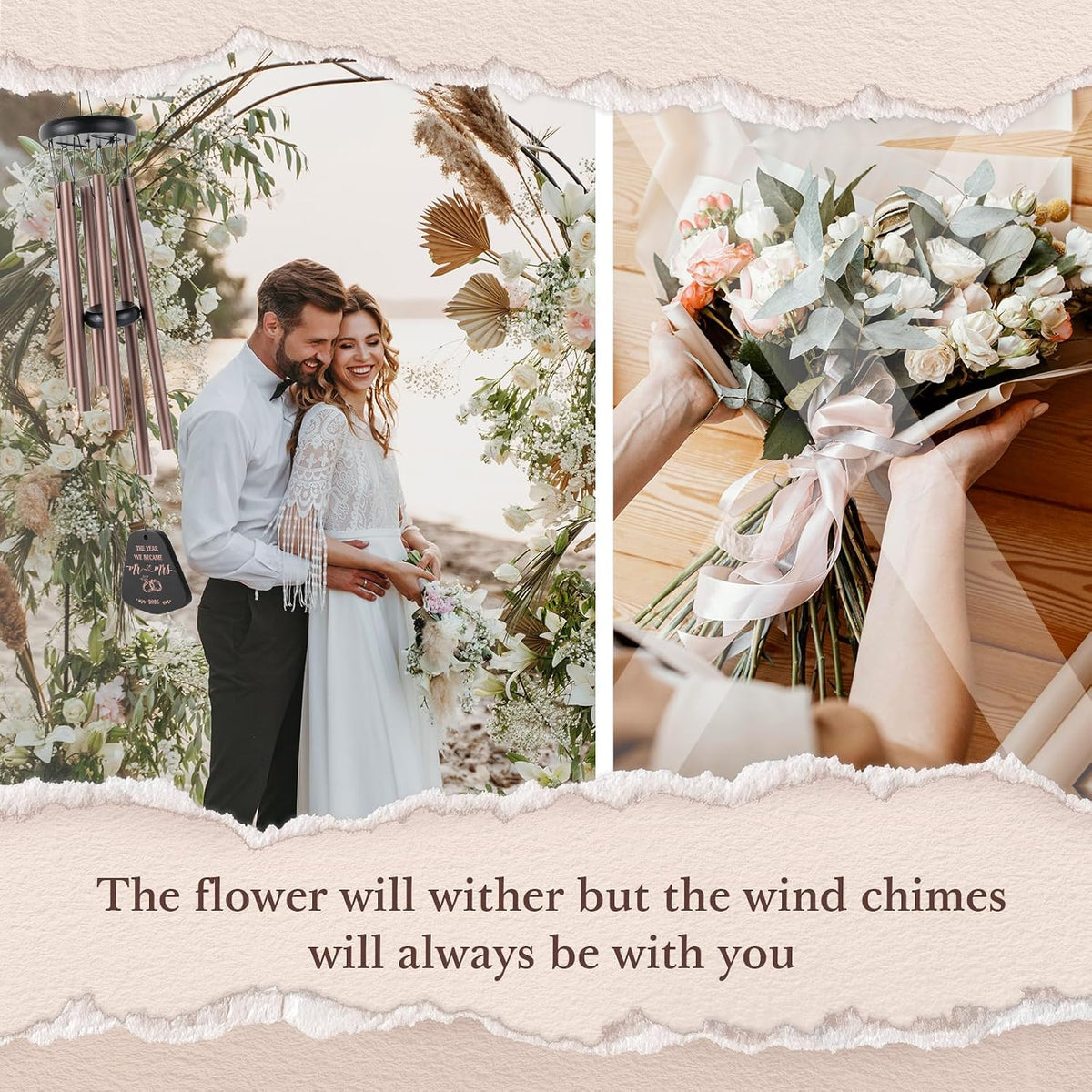 Leebbsin Wedding Gifts, 25.5 Wind Chimes for Mr. & Mrs, Best Couples Gifts | Perfect Couples Gifts for Wedding Bridal Shower Engagement Just Married, Anniversary for Newlyweds Bride Groom Husband Wife