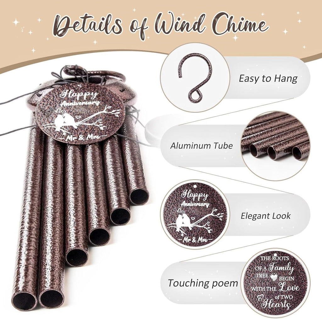 Anniversary Wind Chimes Gifts for Men Women, Happy Anniversary Decorations, 25 Wind Chimes Romantic Gift for Couple, Parents, Wife, Husband, Friends