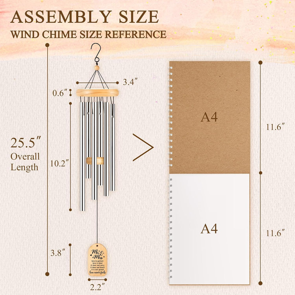 GiftChant Wedding Gifts for Couples 2025, 25.5inch Wind Chime for Bridal Shower Anniversary Engagement Valentines Day, Best Wedding Gifts for Bride and Groom Newlyweds, Sweet Mr and Ms Gift Keepsake