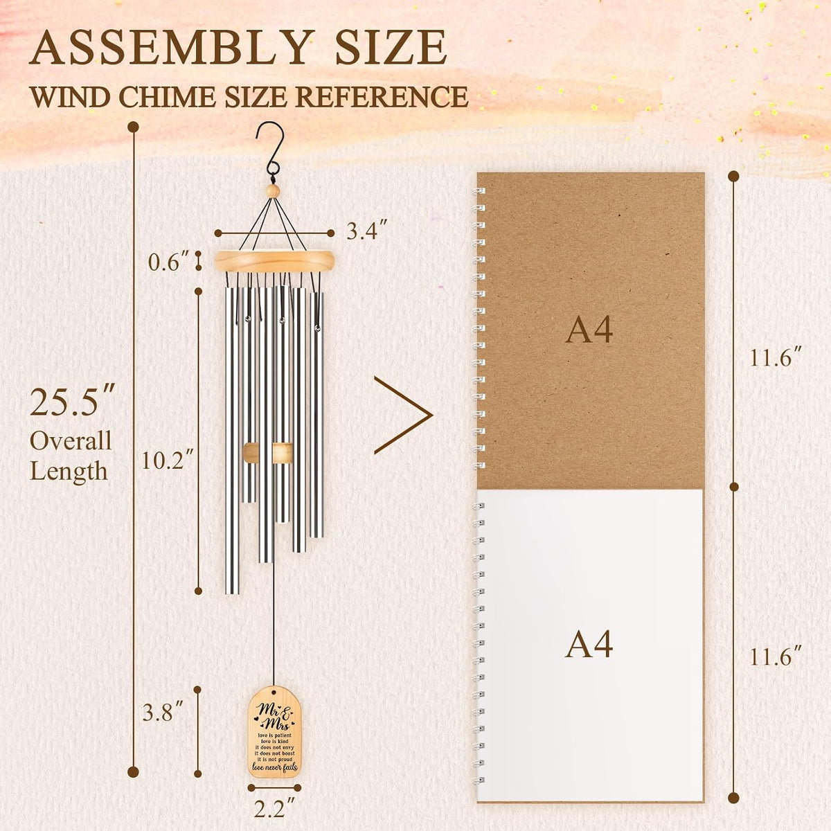 GiftChant Wedding Gifts for Couples 2025, 25.5inch Wind Chime for Bridal Shower Anniversary Engagement Valentines Day, Best Wedding Gifts for Bride and Groom Newlyweds, Sweet Mr and Ms Gift Keepsake