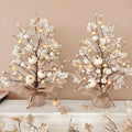 Timer - Fall Decor 2 Pack 18 Inch Lighted Fall Maples Tree 40 LED Lights | Fall Decorations for Home with White Pumpkins Berries Battery Operated Thanksgiving Decoration Autumn Indoor Table Fireplace