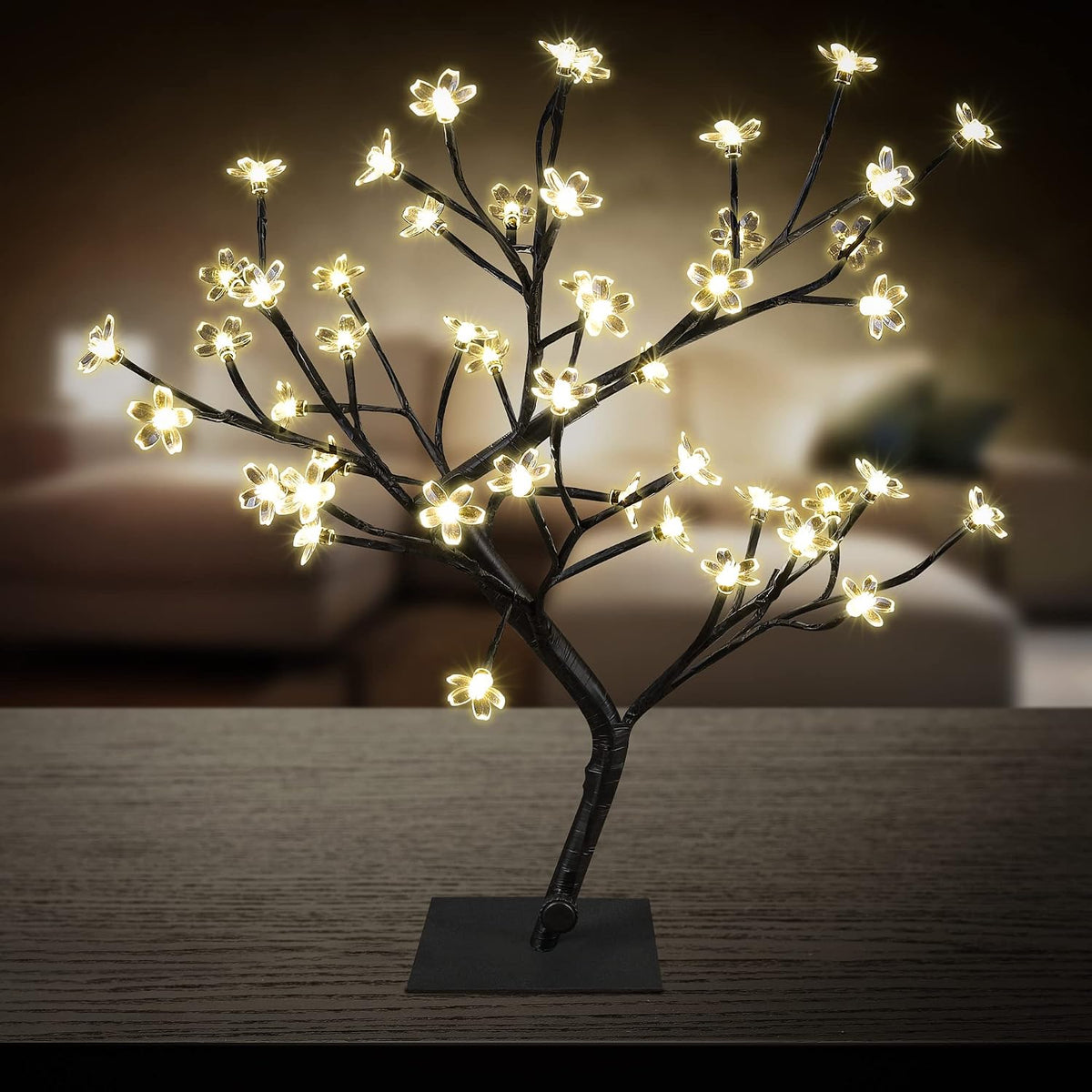 Cherry Blossom Bonsai Tree Light 18IN Tree Lamp with 48 RGB LED and 16 Color Modes Remote Control Japanese Cherry Blossom Decor for Indoor and Outdoor Adapter Plug in Tabletop Lamp UL Listed