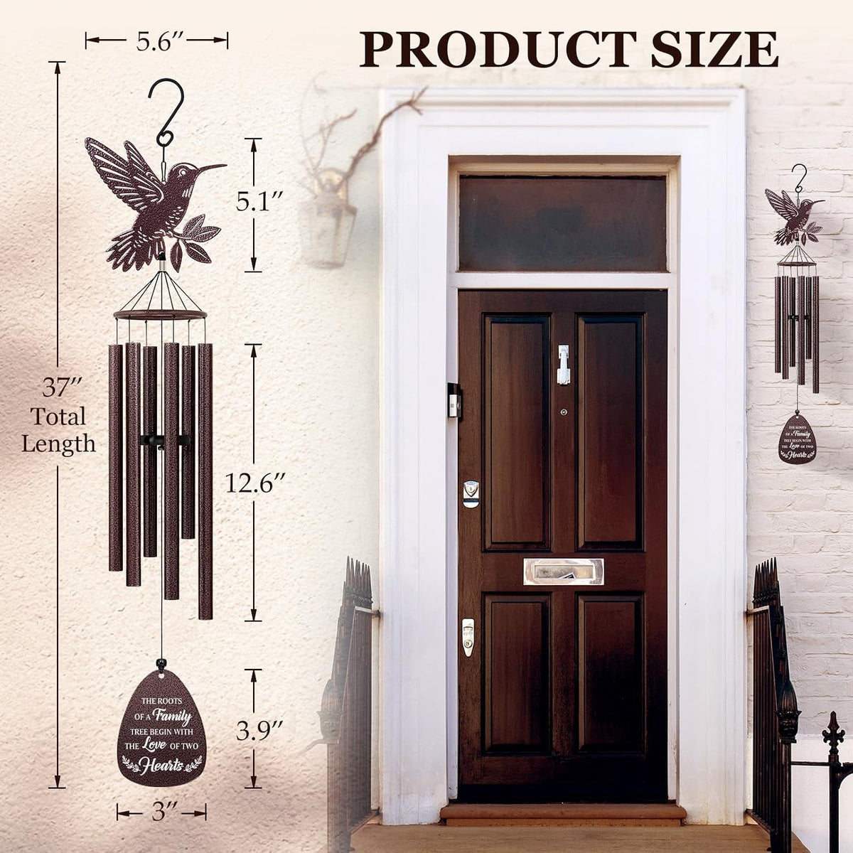 SteadStyle Anniversary Wedding Gifts for Women Men, 37'' Hummingbird Decor | Wind Chime, Romantic Present for Parents, Husband, Wife, Couples, Friends - Anniversary Keepsake