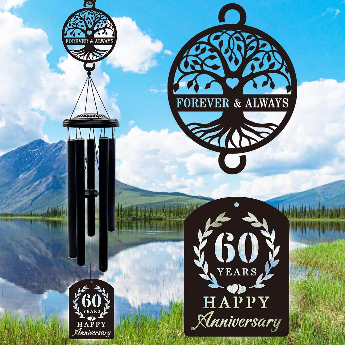 37'' Personalized Anniversary Wind Chime Gifts,Custom Golden Wedding Anniversary Presents,Happy 50th Decorations for Parents,Couples,Husband,Wife,Friends