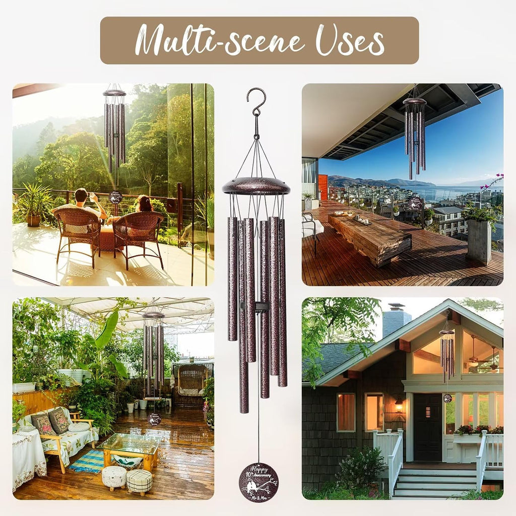 Anniversary Wind Chimes Gifts for Men Women, Happy Anniversary Decorations, 25 Wind Chimes Romantic Gift for Couple, Parents, Wife, Husband, Friends (10th