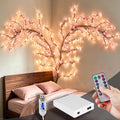 Cherry Blossom Vine Lights for Wall, 4FT 48 LED Pink Flower Lighted Willow Vine with Remote, USB or Battery Powered, 8 Lighting Modes, Flexible Branch Wall Lights for Christmas, Bedroom Home Decor