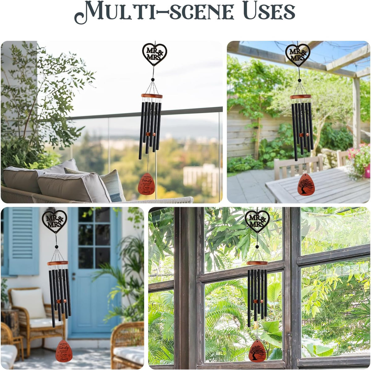 UNIQGIFTS Anniversary Wind Chimes - Anniversary Wedding Gifts for Women Men | Anniversary Keepsake for Parents, Couples, Husband, Wife, Friends, Happy Anniversary Decorations 32 Aniversario Windchimes
