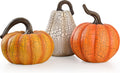 Valery Madelyn Fall Pumpkin Table Decor Cracked Pumpkin Figurine Fall Decoration for Home, 3pcs Resin Autumn Harvest Thanksgiving Halloween Party Tabletop Centerpieces, 6.7 inch