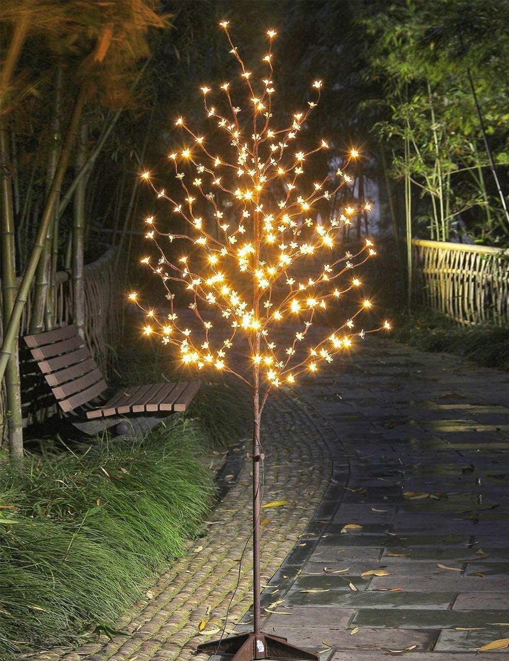 6.5FT Cherry Blossom Tree and 18IN Lighted Cherry Blossom Tree Lamp
