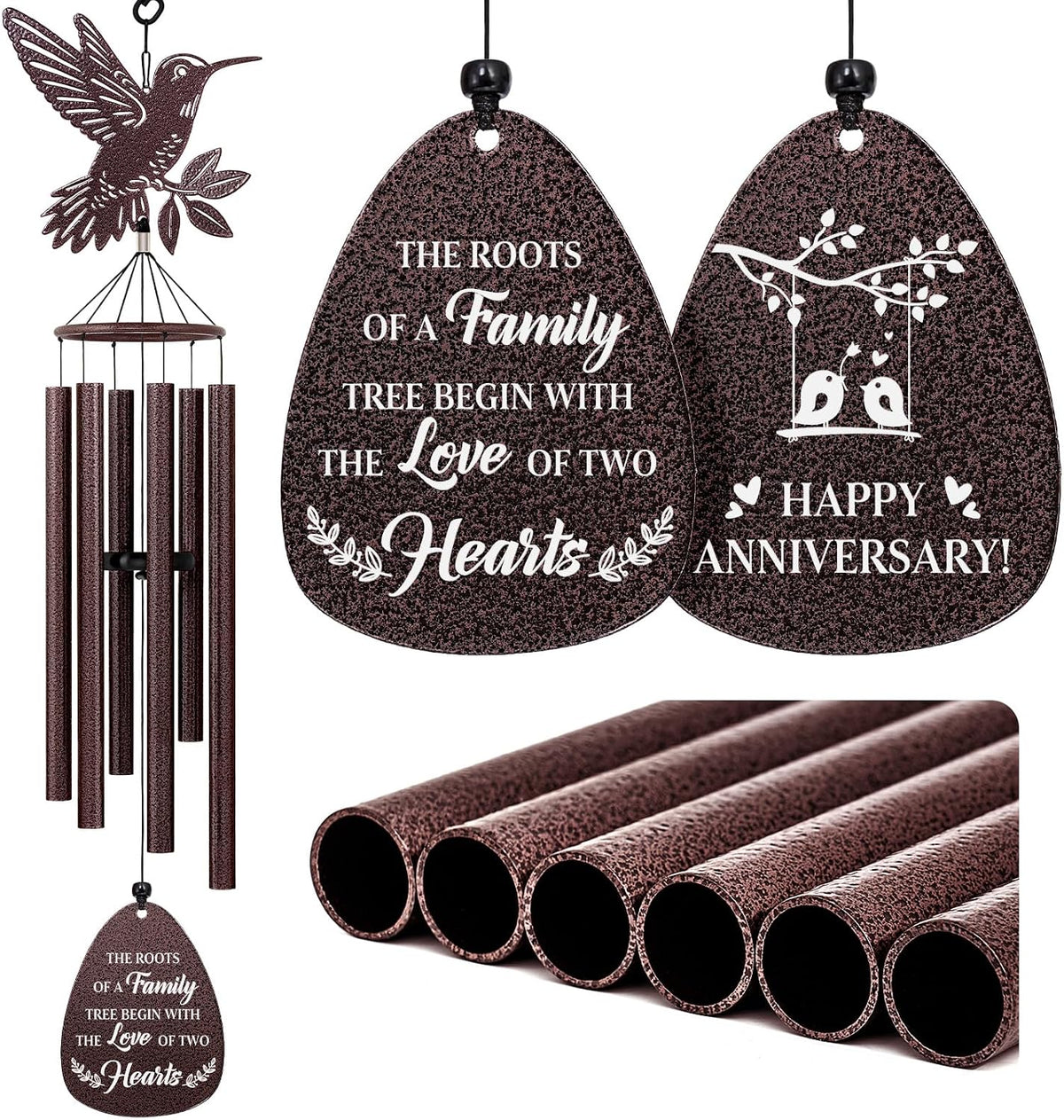 SteadStyle Anniversary Wedding Gifts for Women Men, 37'' Hummingbird Decor | Wind Chime, Romantic Present for Parents, Husband, Wife, Couples, Friends - Anniversary Keepsake