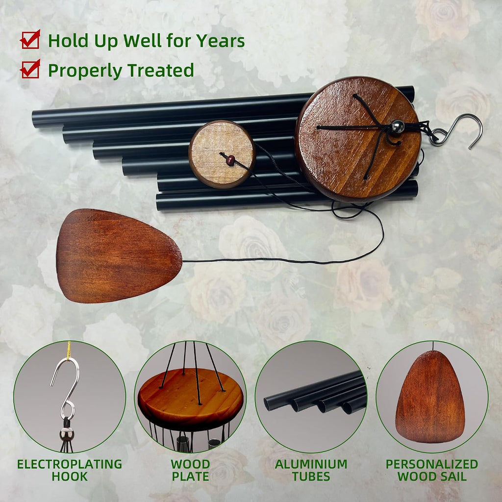 5 Years Anniversary Wind Chime, Happy 5th for Husband Wife Couples, 5 Years of Marriage, Wood Wedding Keepsake Gifts, Wooden Wedding