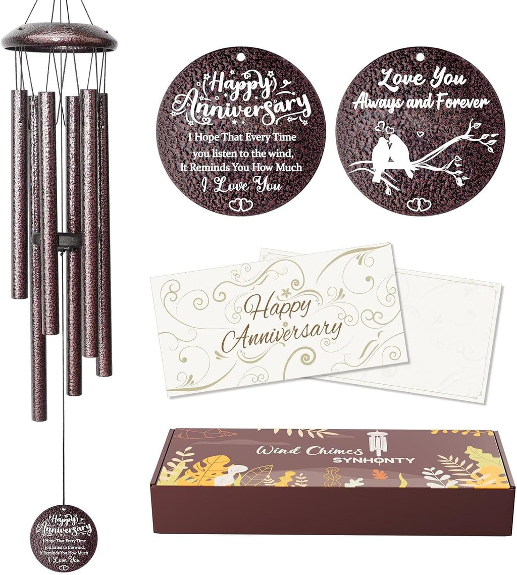 Anniversary Wind Chimes Gifts for Men Women, Happy Anniversary Decorations, 25 Wind Chimes Romantic Gift for Couple, Parents, Wife, Husband, Friends (Mr & Mrs