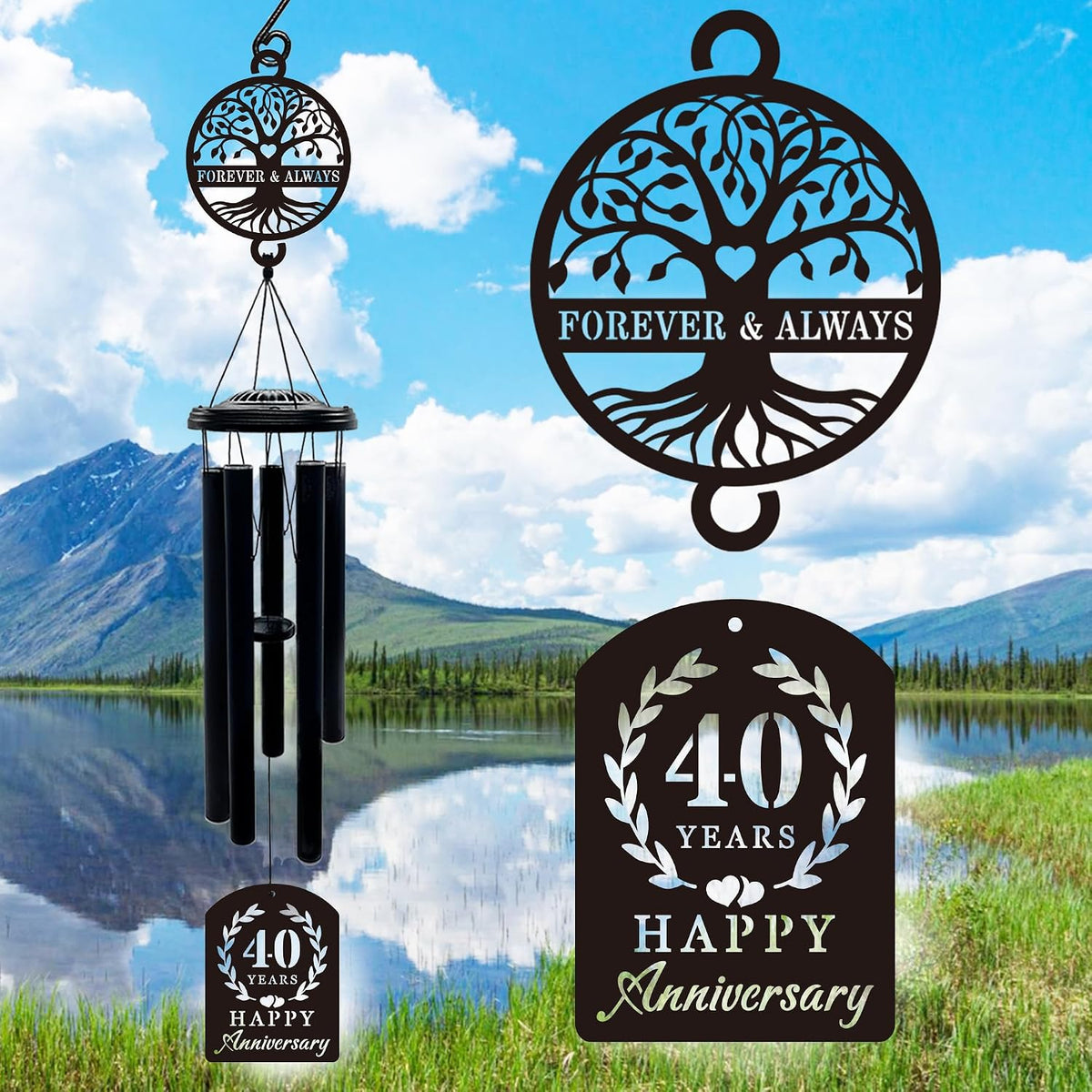 37'' Personalized Anniversary Wind Chime Gifts,Custom Golden Wedding Anniversary Presents,Happy 50th Decorations for Parents,Couples,Husband,Wife,Friends