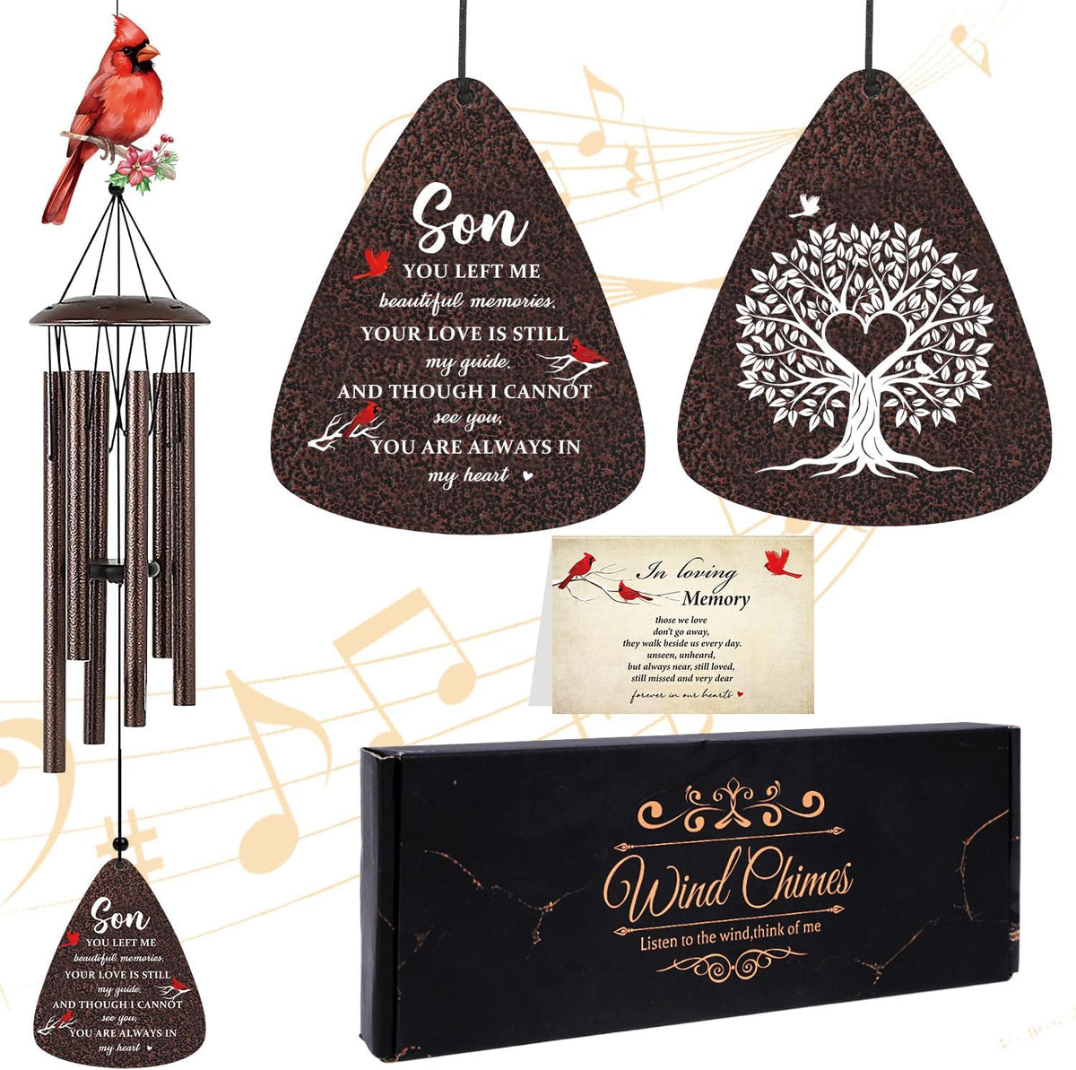 Luvsweets Happy Wedding Anniversary Wind Chime Gifts for Couples Parents | 36 inches, with Card Gift Box, S Hook, Deep Tone, Weatherproof, Sturdy Strong, Romantic Anniversary Wedding Gifts Idea