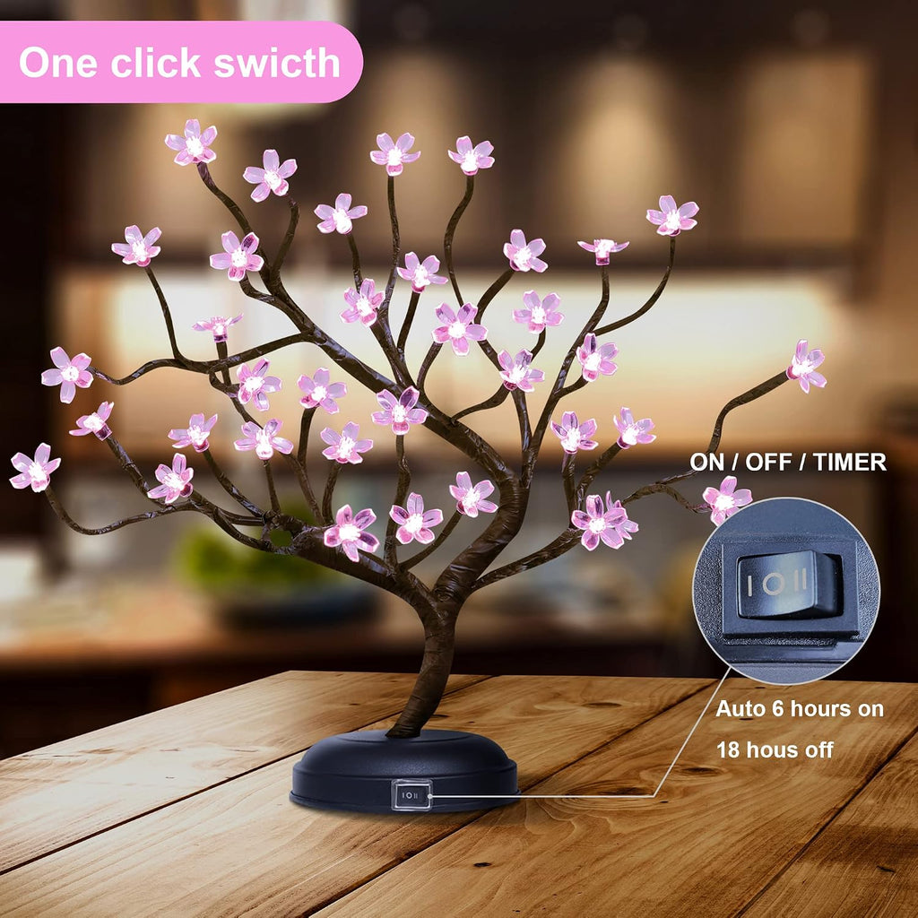 6.5FT Cherry Blossom Tree and 18IN Lighted Cherry Blossom Tree Lamp