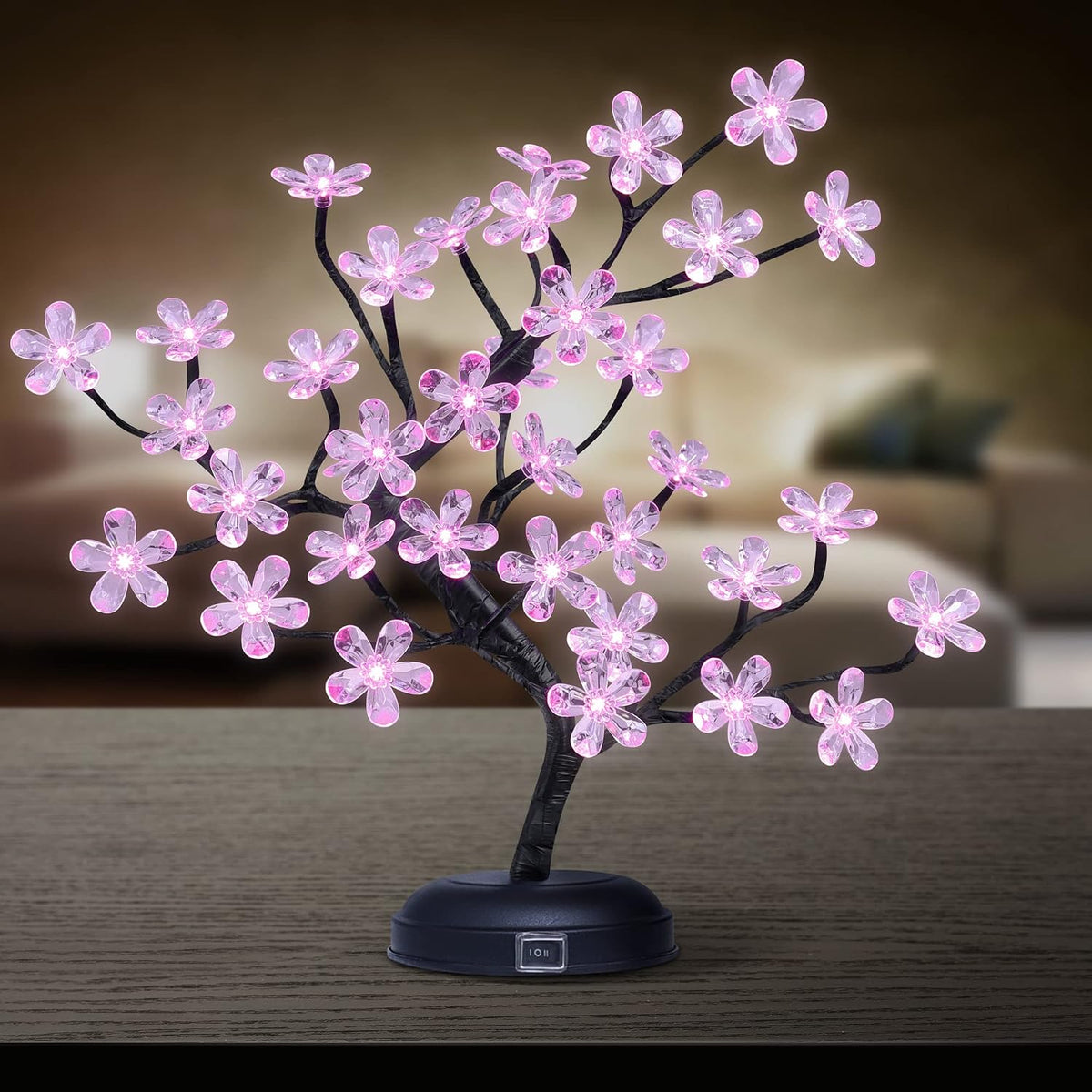 Cherry Blossom Bonsai Tree Light 18IN Tree Lamp with 48 RGB LED and 16 Color Modes Remote Control Japanese Cherry Blossom Decor for Indoor and Outdoor Adapter Plug in Tabletop Lamp UL Listed