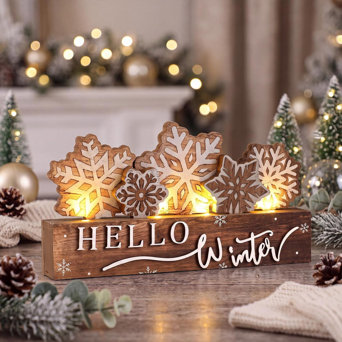 Chunful Lighted Pumpkins Teble Decor Rustic Fall Tabletop Sign | Fall Thanksgiving Table Centerpiece, 7.95×4.49 Inch Lighted Wooden Pumpkin for Home Office Fireplace Harvest Party Decor
