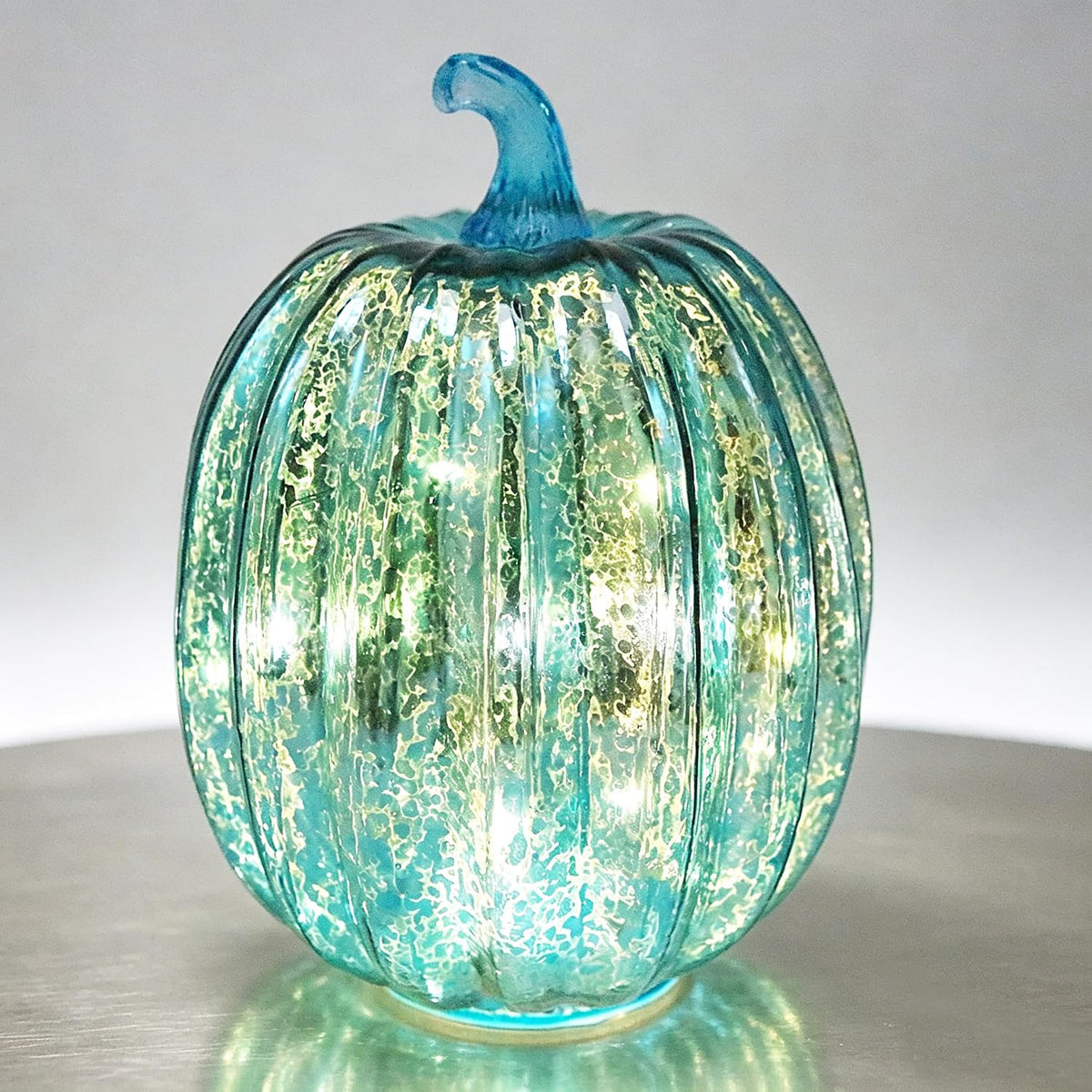 Fall Decorations for Home,Mercury Glass Pumpkin Lights with Timer(Silver) | lighted Pumpkins Starry Night Glass Pumpkins Autumn for Halloween Fall Thanksgiving Home office Table Porch Decor or Gifts