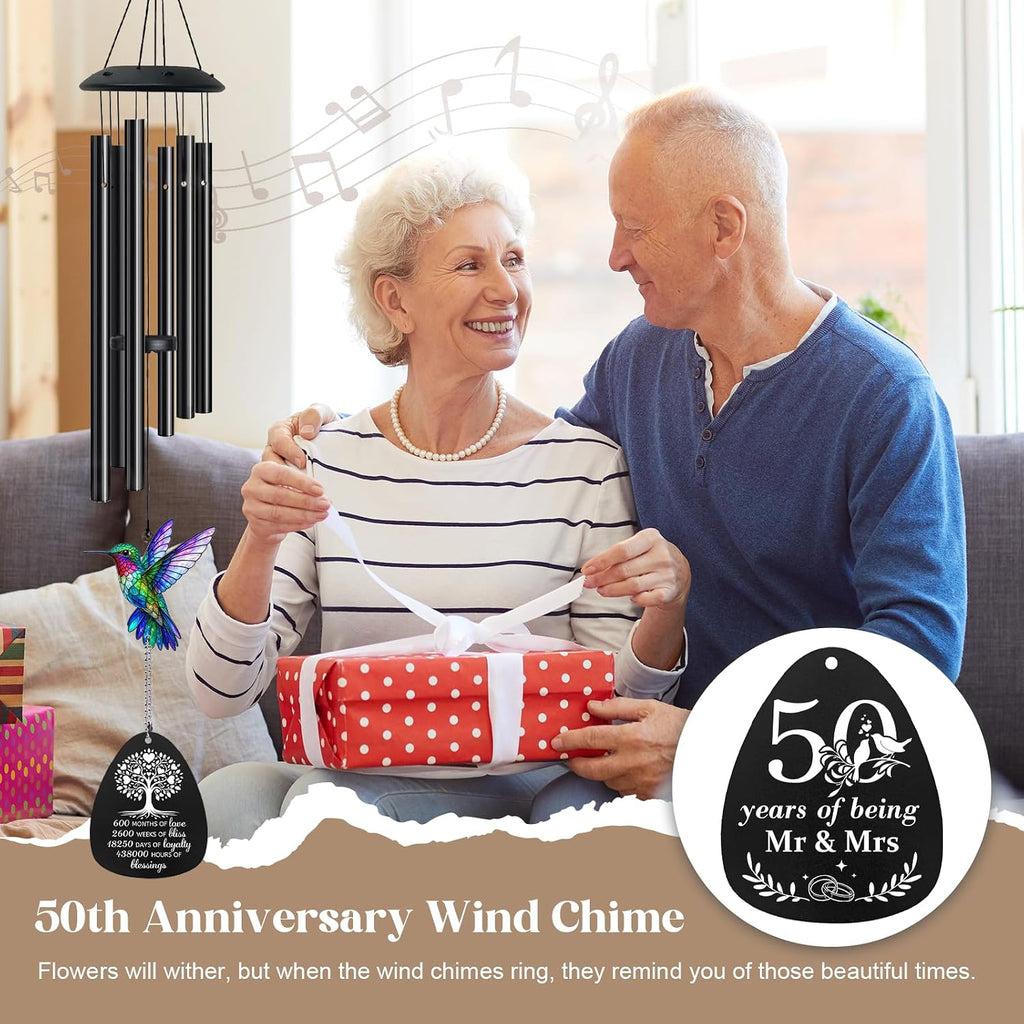 50th Anniversary Wedding Gifts, Golden Wedding Wind Chimes for Couple 26.5 | Golden Anniversary Wedding Gift for Parents Couple, Husband, Wife - 50th Anniversary Wind Chime, Home Decor