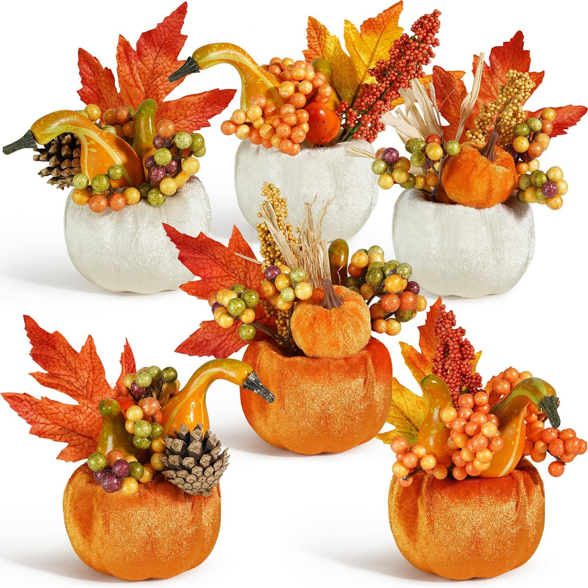 Artmag 8 Pcs Assorted Sizes Harvest Orange Artificial Pumpkins for Fall Halloween Thanksgiving Decorating Embellishing and Displaying