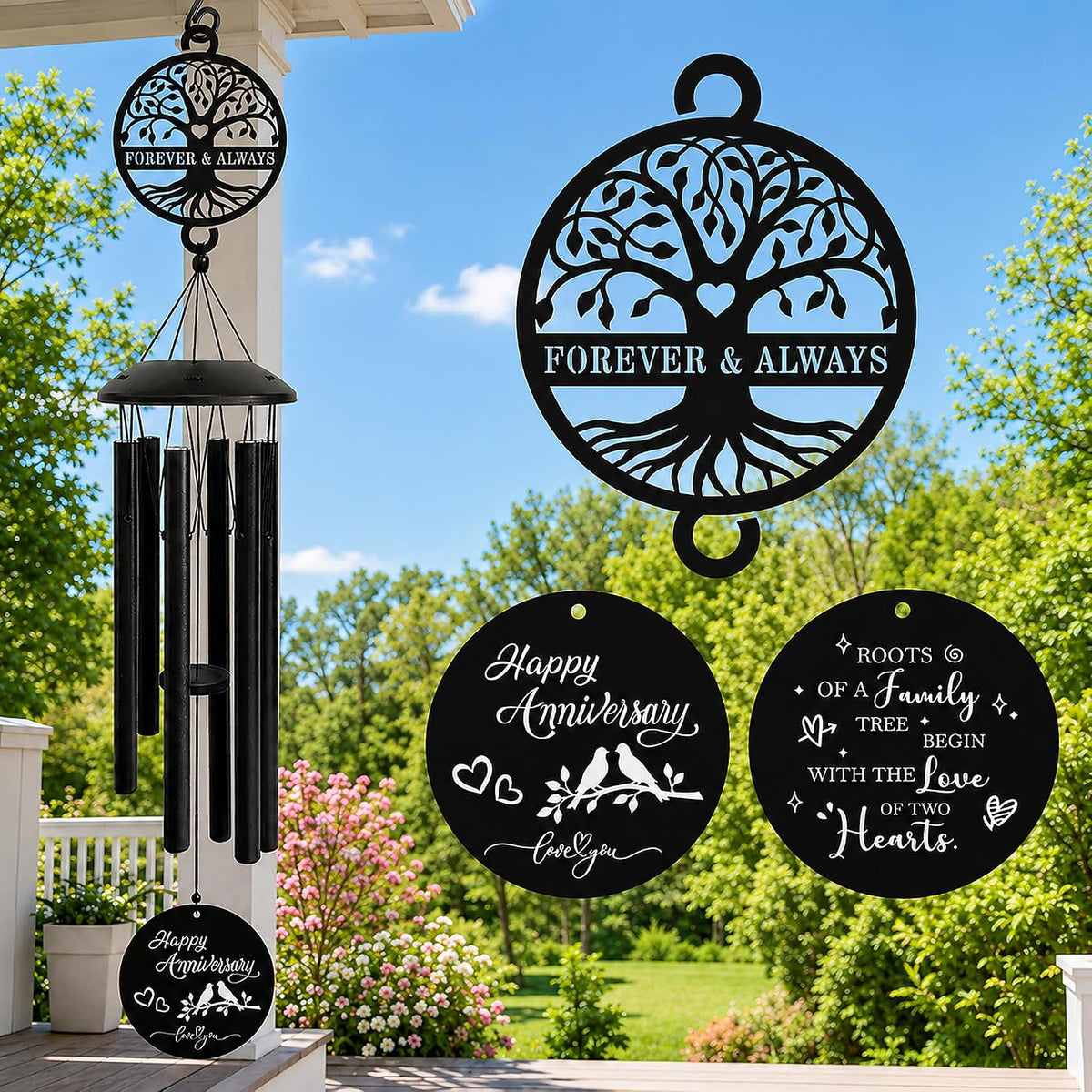 Anniversary Wind Chimes Gift for Couple,Women,37 Anniversary Wind Chimes | Happy Anniversary Decorations,Wedding Romantic Gift for Couple Parents Friends Women Men
