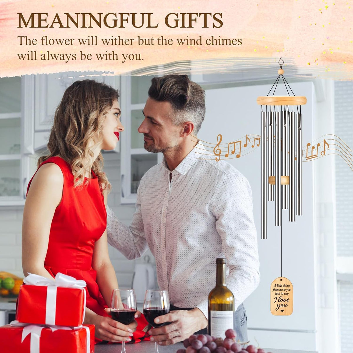 GiftChant I Love You Gifts, 25.5 inch Romantic Wind Chime, Valentine's Day Gifts for Him Her, for Men Women, Gift for Girlfriend Boyfriend Husband Wife