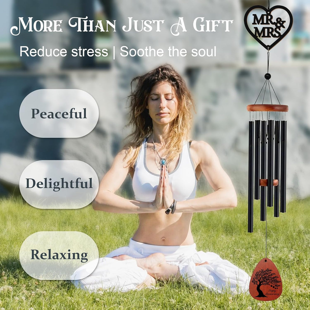 UNIQGIFTS Anniversary Wind Chimes - Anniversary Wedding Gifts for Women Men | Anniversary Keepsake for Parents, Couples, Husband, Wife, Friends, Happy Anniversary Decorations 32 Aniversario Windchimes