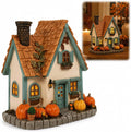 Vintage Light-Up Pumpkins Cottage, LED Fall Harvest Tabletop Decor (Dark Brown)