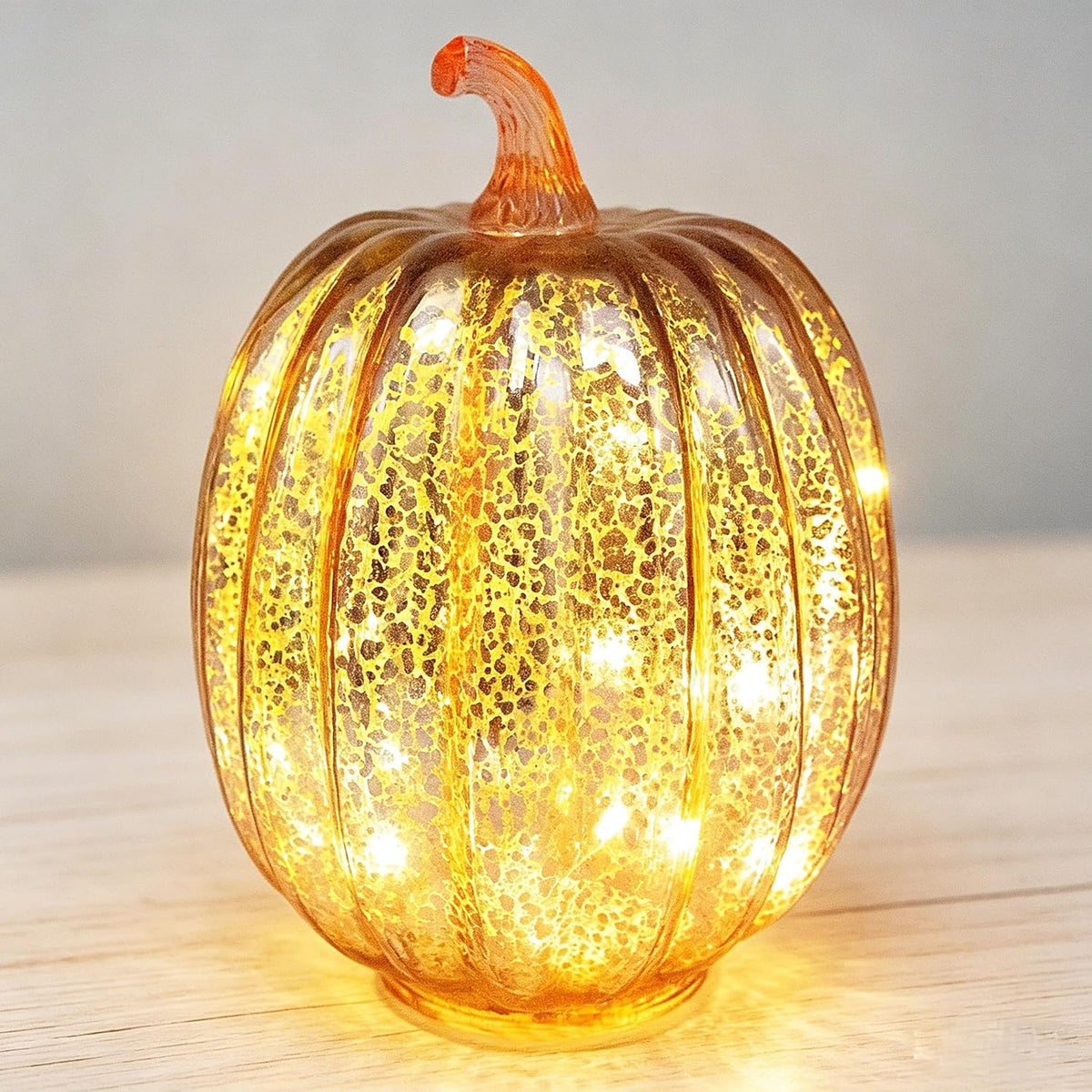 Fall Decorations for Home,Mercury Glass Pumpkin Lights with Timer(Gold) | lighted Pumpkins Starry Night Pumpkins Autumn for Halloween Fall Thanksgiving Home office Table Porch Decor or Gifts